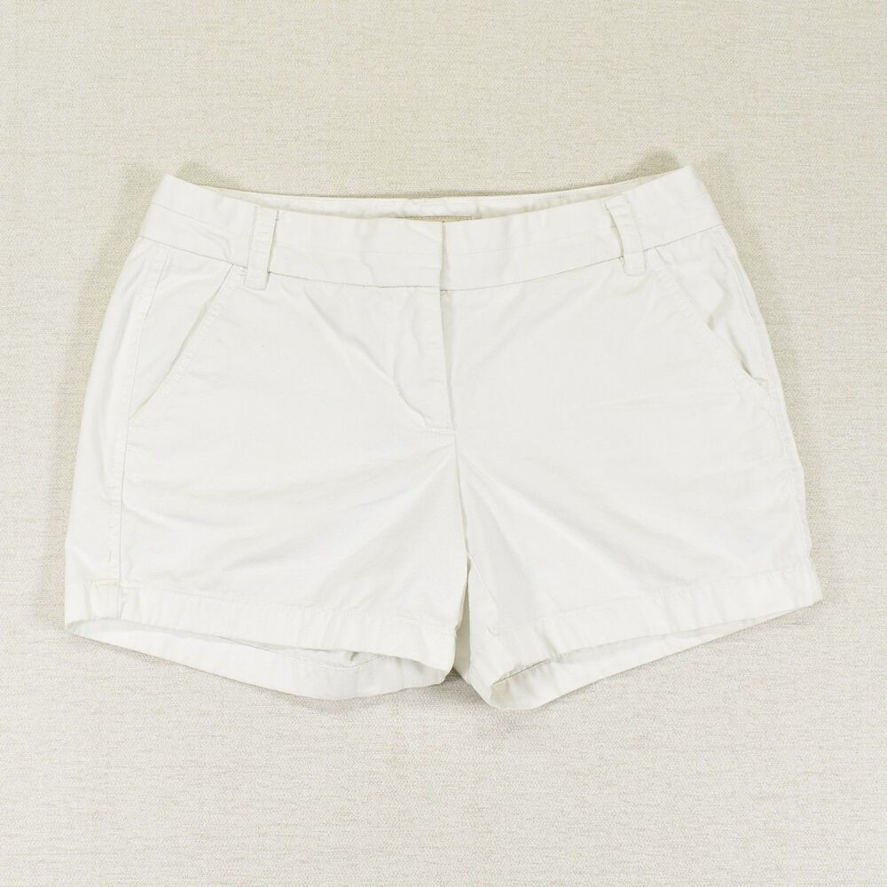 J Crew Womens Chino Shorts Size 4 Broken In White Cotton Twill Casual Summer 5in